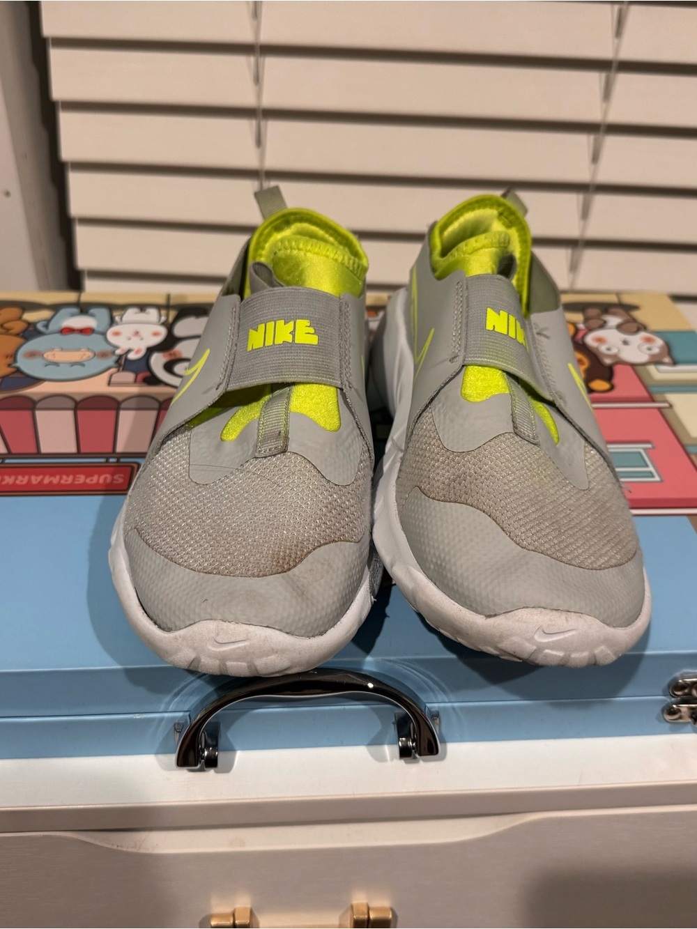 Nike Kids Slip-On Sneakers - Gray & Neon Yellow